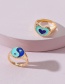 Fashion Blue-green Double-layer Love Gossip Dripping Ring Set