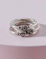 Fashion Silver Color Love Flower Pine Tree Set Ring