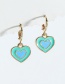 Fashion Green Double Drop Nectarine Heart Ear Ring