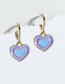 Fashion Blue Double Drop Nectarine Heart Ear Ring