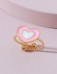 Fashion Pink Oil Drop Double Heart-shaped Open Ring