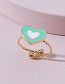 Fashion Blue Oil Drop Double Heart-shaped Open Ring