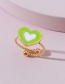 Fashion Blue Oil Drop Double Heart-shaped Open Ring