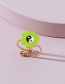Fashion Green Drop Oil Petals Gossip Opening Ring