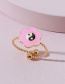 Fashion Pink Drop Oil Petals Gossip Opening Ring