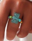 Fashion Blue Resin Bear Beaded Ring