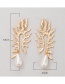 Fashion Gold Color Drop Pearl Geometric Stud Earrings