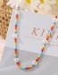 Fashion White+red Rice Beads Flower Necklace