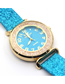 Fashion Gold Color Quartz Watch With Glitter Belt Ball Dial Dial