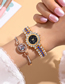 Fashion Gold Color Belt Blue Brick Black Surface Alloy Full Diamond Bracelet Watch
