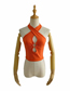 Fashion Orange Pure Color Cross Halter Hollow Vest