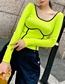 Fashion Green Crew Neck Contrast Knit Top