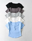 Fashion Dark Gray Solid Color Button Pullover Short Sleeves
