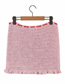 Fashion Pink Strawberry Crochet Stitching Knit Skirt