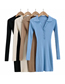 Fashion Sky Blue Polo Neck Knit Long Sleeve Dress