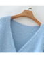 Fashion Blue V-neck Sweater Top
