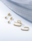 Fashion Kc Gold Micro-inlaid Zircon Geometric Earrings Set 3-piece Set