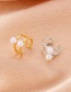 Fashion White K Metal C-shaped Pearl Earrings