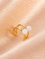 Fashion Kc Gold Metal C-shaped Pearl Earrings