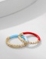 Fashion Red+blue Oil Dripping Rhinestone Round Ring Set