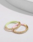 Fashion Green+pink Oil Dripping Rhinestone Round Ring Set