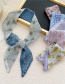 Fashion 19f Chiffon Virtual Grid Rose Blue Floral Long Silk Scarf Headband