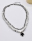 Fashion White Metal Love Pearl Chain Double Necklace