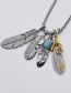 Fashion Silver Color Titanium Steel Diamond Feather Necklace