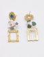 Fashion Gold Metal Square Flower Earrings