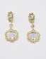 Fashion Gold Metal Rhinestone Geometric Stud Earrings