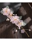 Fashion Pink Colored Glaze Flower Leaf Pearl Hairpin