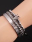 Fashion Three Black Stainless Steel Roman Letter Crown Twist Braided Bracelet