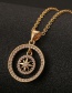 Fashion 10 Copper Plated Real Gold Round Geometric Necklace