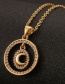 Fashion 10 Copper Plated Real Gold Round Geometric Necklace
