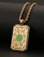 Fashion F Oil Drop Rectangle Tarot Necklace