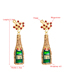 Fashion Brown Alloy Inlaid Pearl Wine Bottle Earrings