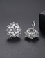 Fashion Silver Color Flower Ball Pearl Stud Earrings