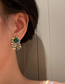 Fashion Green Crystal And Diamond Tassel Stud Earrings