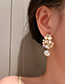 Fashion Gold Color Diamond And Pearl Flower Stud Earrings