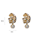 Fashion Gold Color Diamond And Pearl Flower Stud Earrings