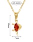 Fashion Big Red 18k Gold Color Preserving Diamond Dinosaur Necklace