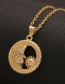 Fashion C Round Moon Pendant Necklace