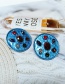 Fashion Blue Metal Round Earrings With Diamonds