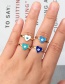 Fashion Blue Copper Drop Oil Love Eye Ring