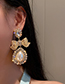 Fashion Gold Color Pearl And Diamond Bow Drop Earrings