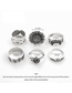 Fashion Silver Sunflower Butterfly Carved Five-pointed Star Ring Set