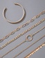 Fashion Gold Geometric Circle Tassel Love Heart Chain Bracelet Set