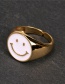 Fashion Light Blue Dripping Smiley Face Ring