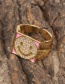 Fashion Yellow Micro Diamond Smiley Open Ring
