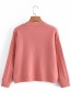 Fashion Pink Round Neck Twist Knit Pullover Sweater